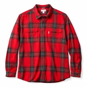 Carhartt Mens 2XL Flannel Shirt Red Black Plaid Orignal Fit Workwear Cotton